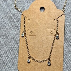 Gold Tone Teardrop Dangle Anklet 9.5 Inches